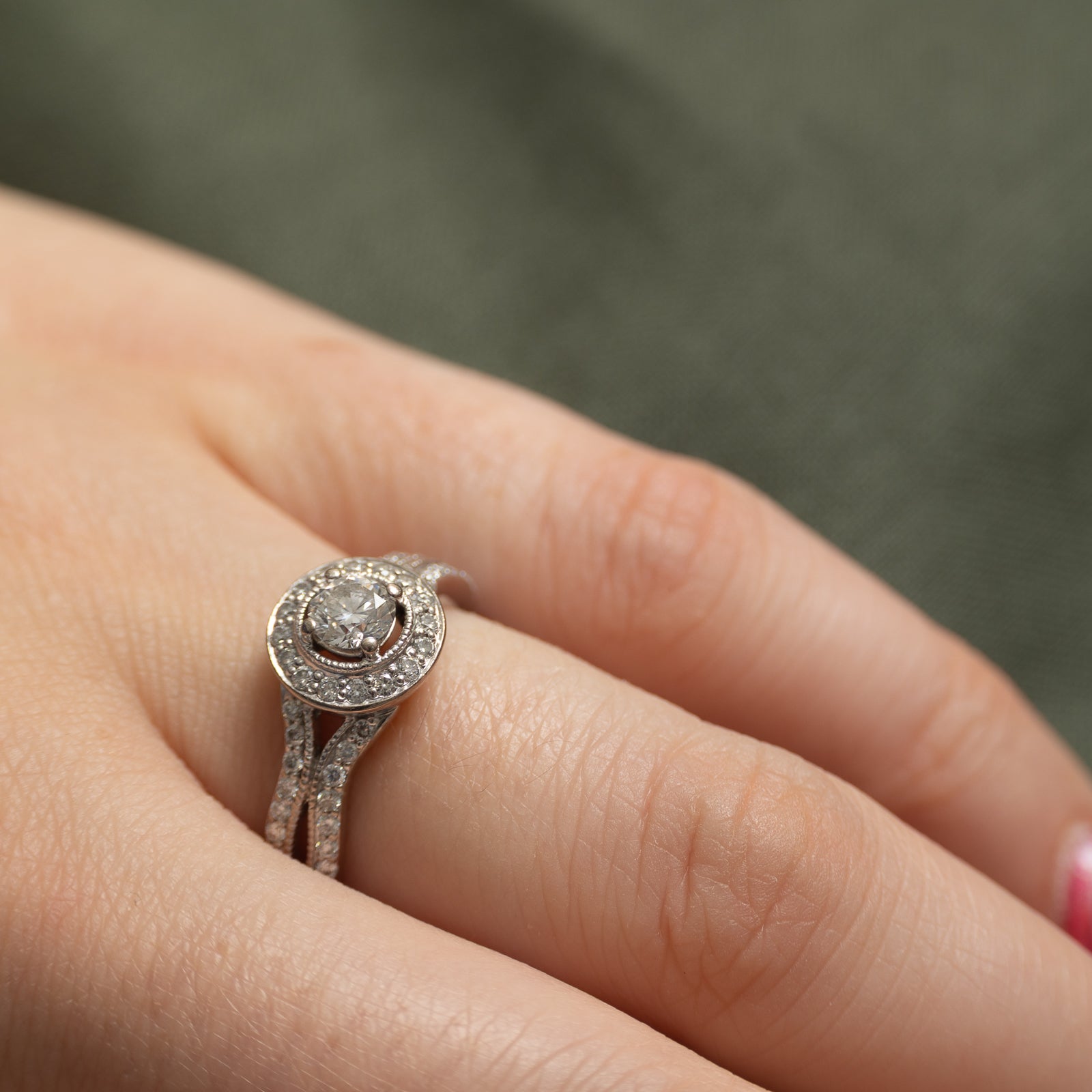 Diamond Halo Engagement Ring | 0.90ctw | SZ 6.5