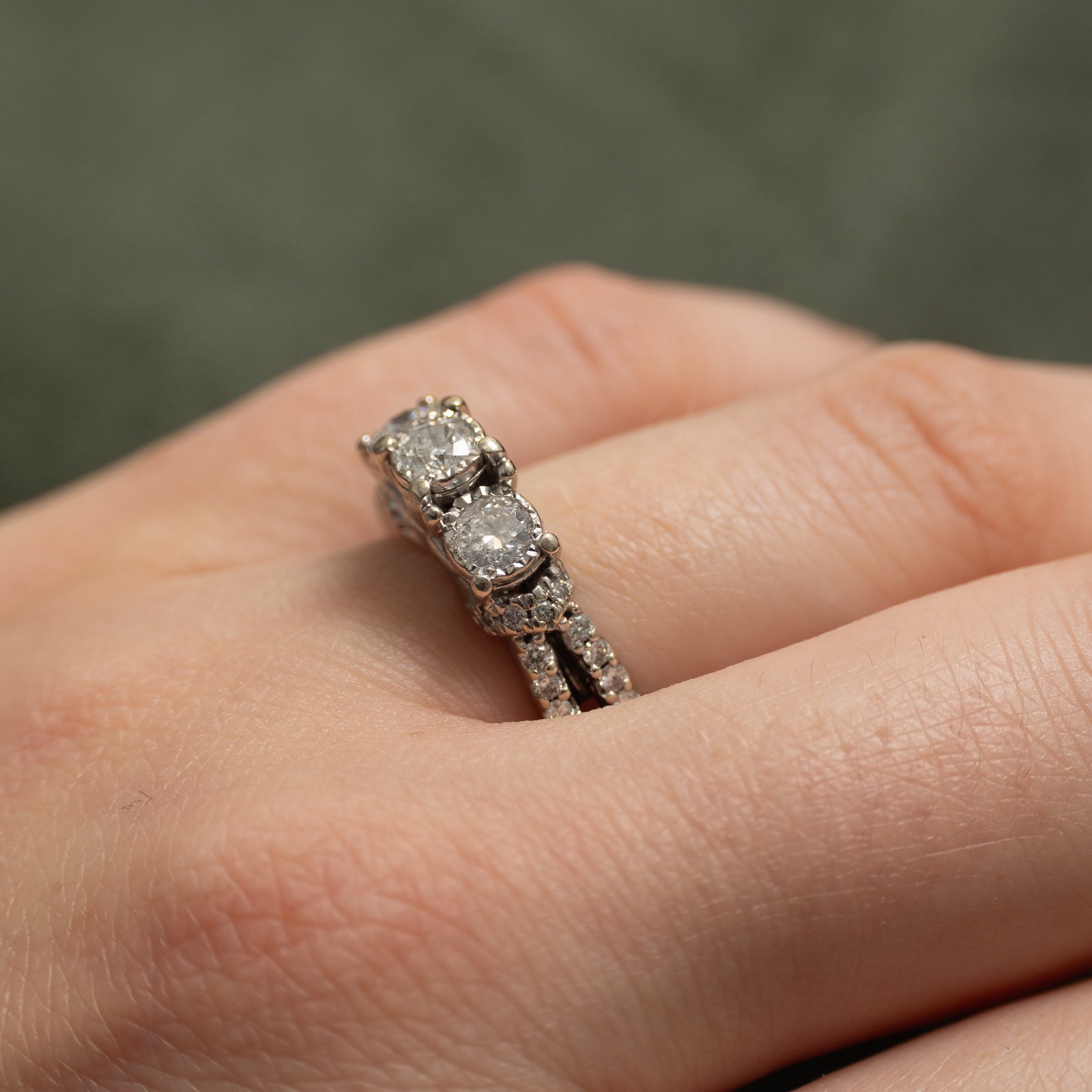 Illusion Set Three Stone Diamond Accented Ring | 0.90ctw | SZ 6