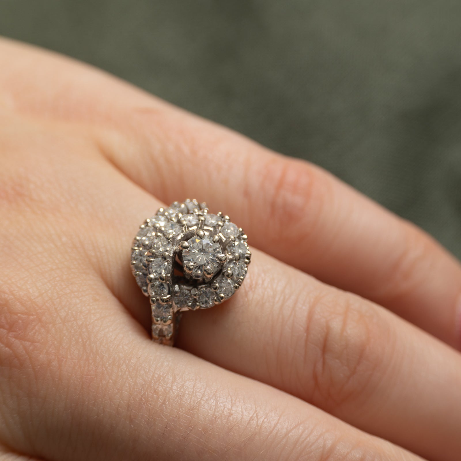 Diamond Swirl Design Cocktail Ring | 1.61ctw | SZ 6