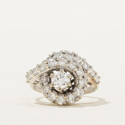 Diamond Swirl Design Cocktail Ring | 1.61ctw | SZ 6