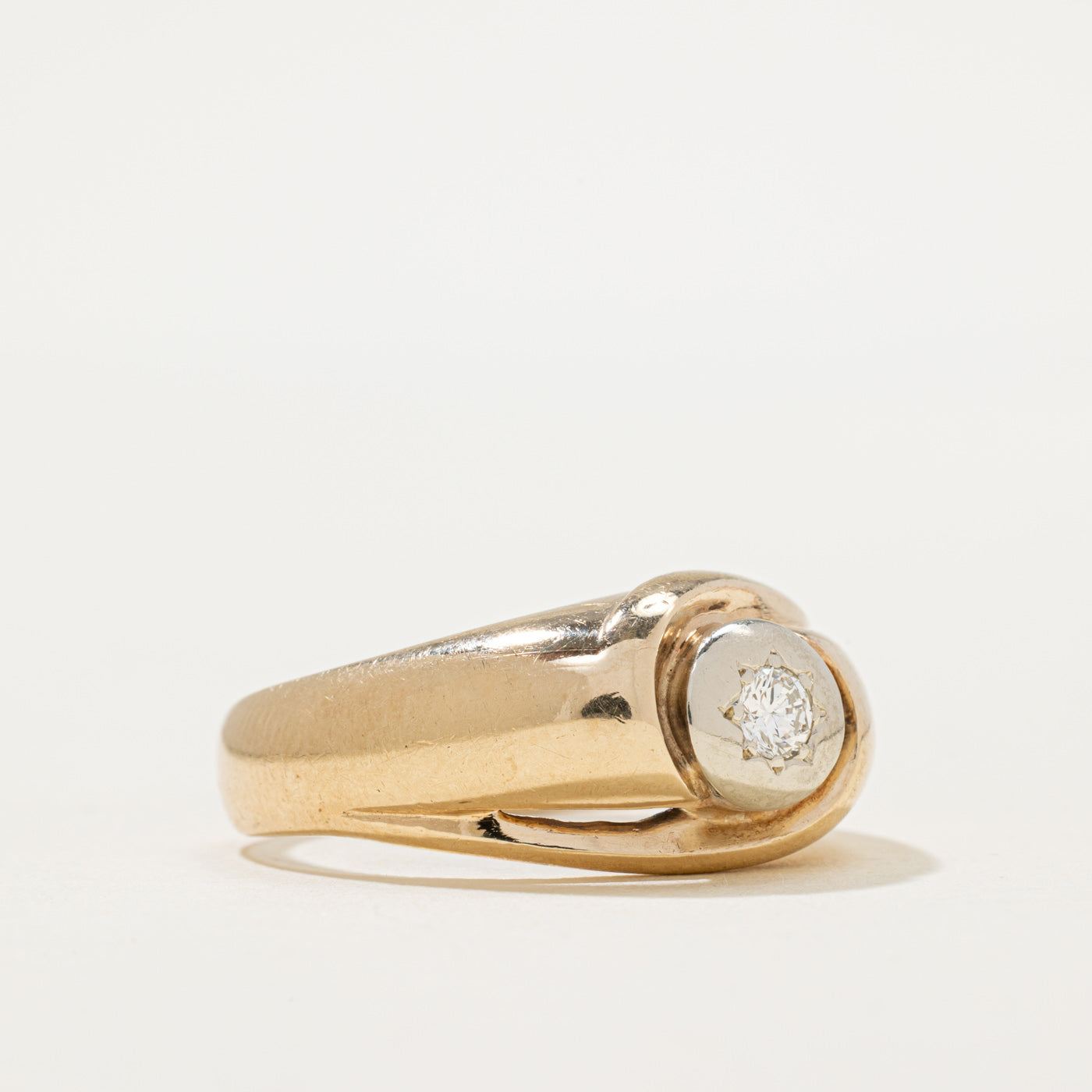 Two Tone Gold Diamond Dome Ring | 0.14ct | SZ 9.5