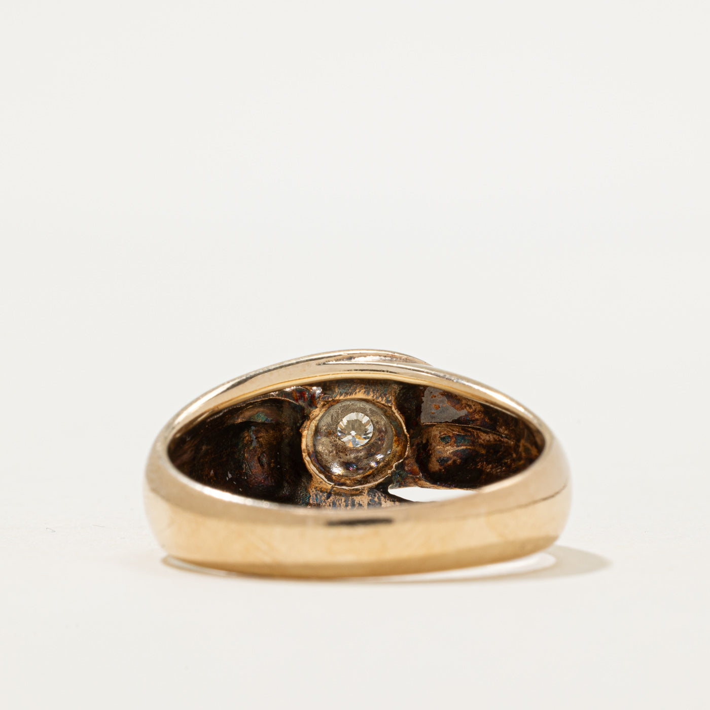 Two Tone Gold Diamond Dome Ring | 0.14ct | SZ 9.5