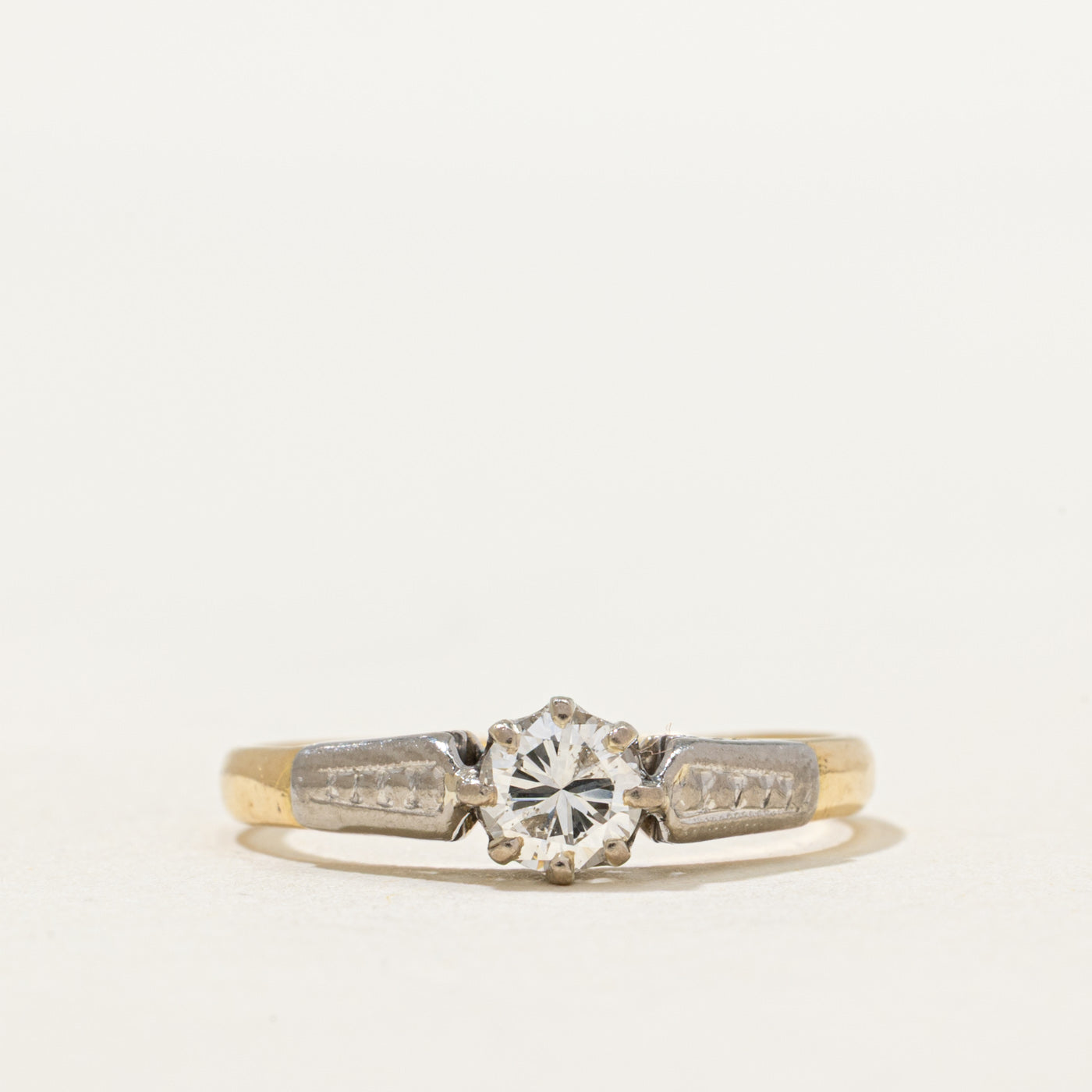 Two Tone Gold Solitaire Diamond Ring | 0.32ct | SZ 6