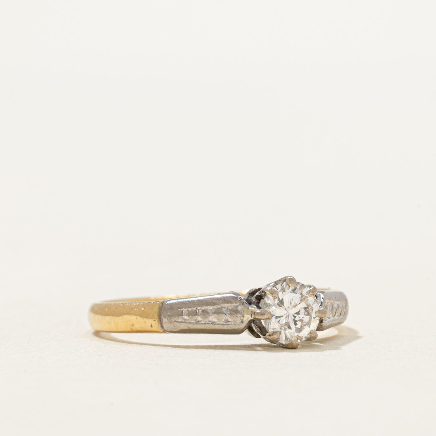 Two Tone Gold Solitaire Diamond Ring | 0.32ct | SZ 6