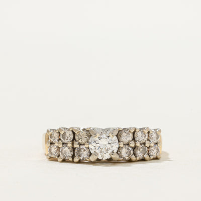Double Row Diamond Accented Ring | 0.89ctw | SZ 7.25