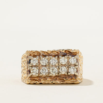 Double Row Diamond Textured Statement Ring | 0.80ctw | SZ 10