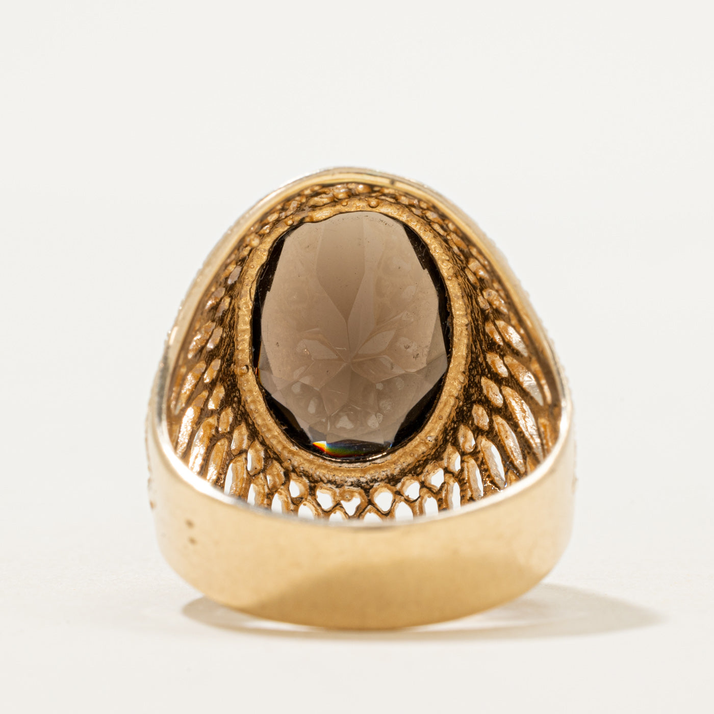 Bague cocktail en quartz fumé en forme de dôme | 7,50 ct | Taille 9