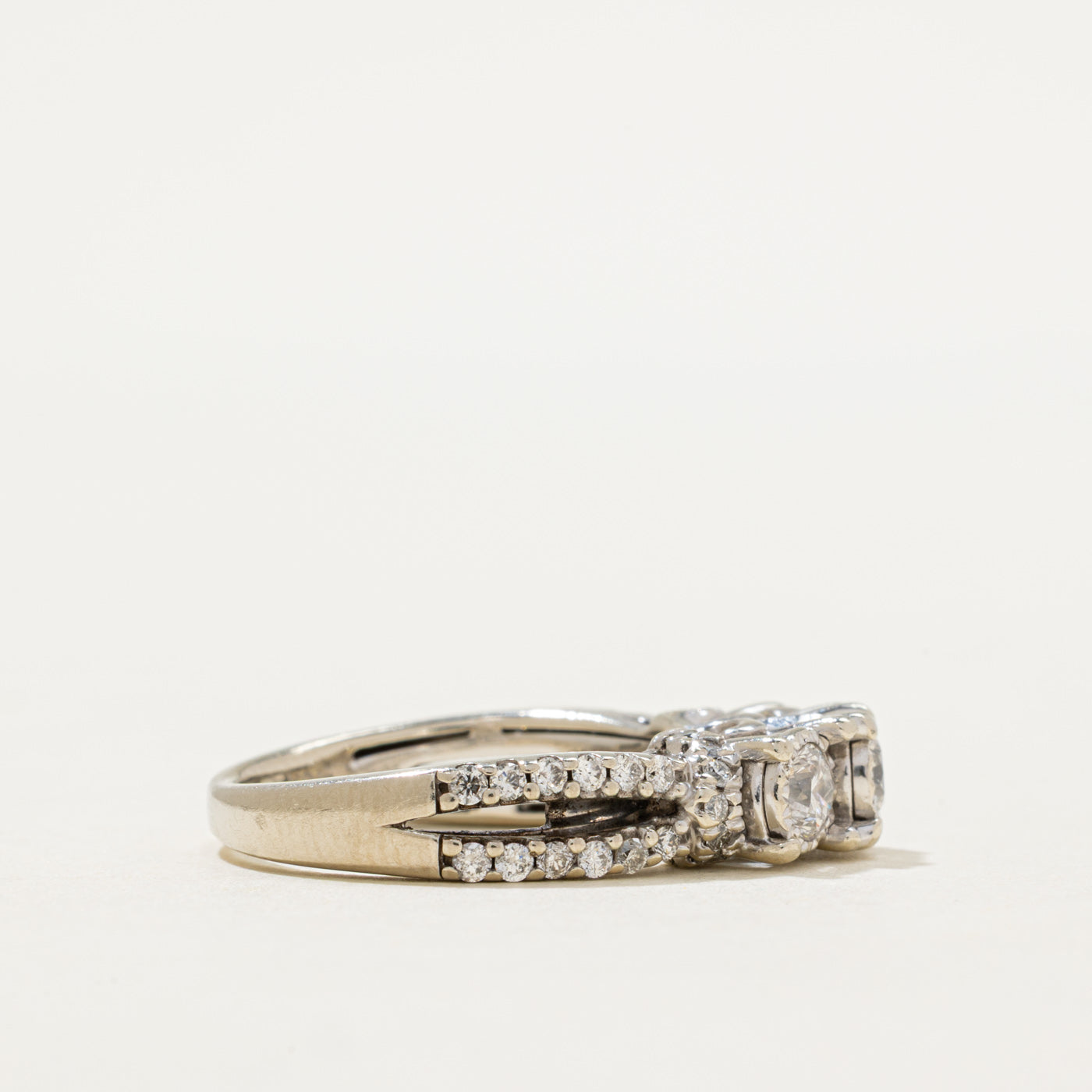 Illusion Set Three Stone Diamond Accented Ring | 0.90ctw | SZ 6