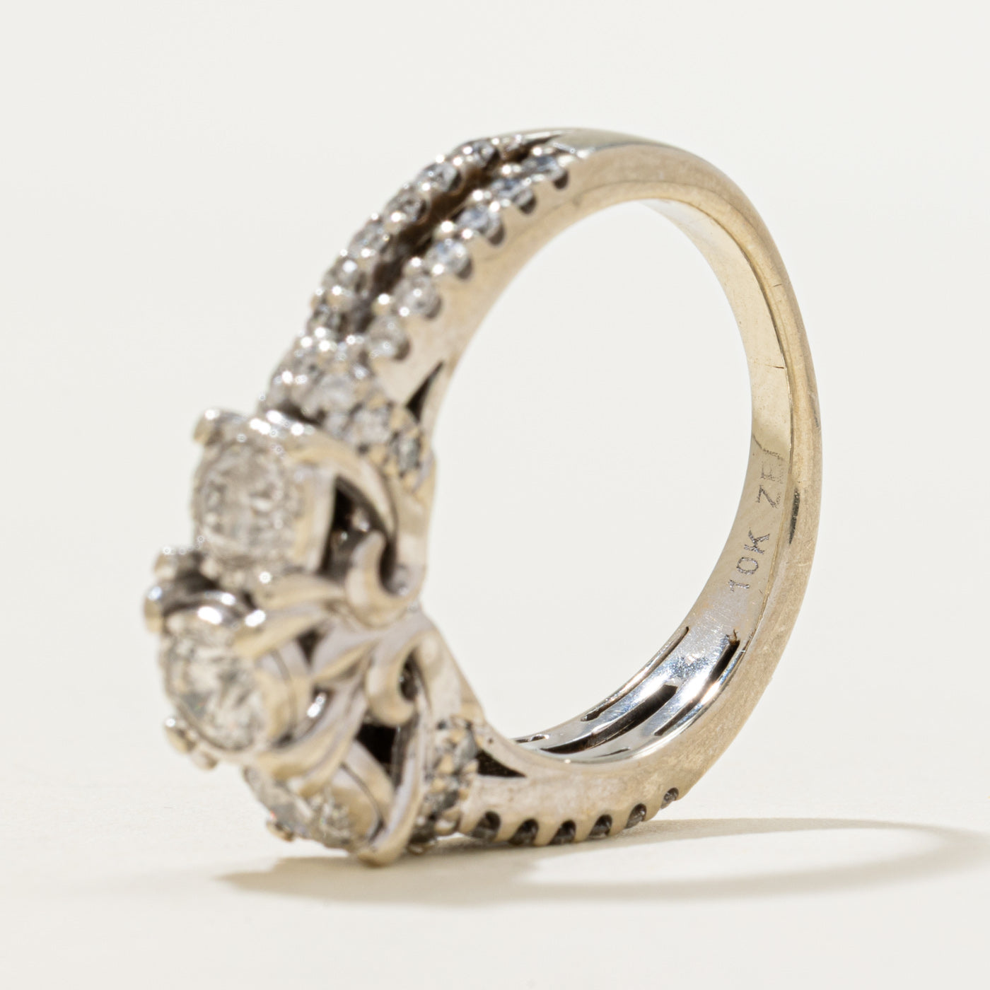 Illusion Set Three Stone Diamond Accented Ring | 0.90ctw | SZ 6