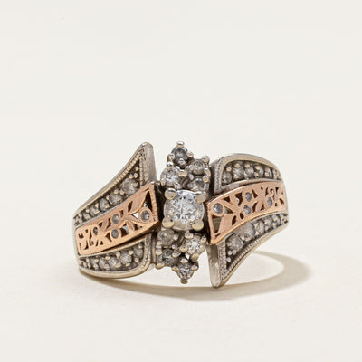 Two Tone Gold Diamond Bypass Ring | 0.47ctw | SZ 6.25