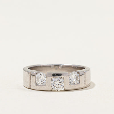 Three Stone Tension Set Diamond Ring | 0.84ctw | SZ 7