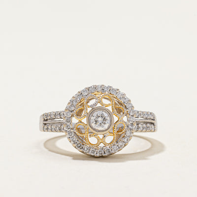 Two Tone Gold Diamond Openwork Ring | 0.54ctw | SZ 7
