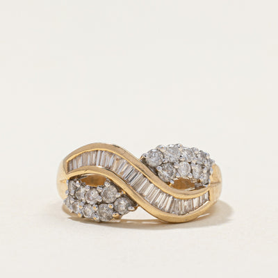 Multi Cut Diamond Cross Over Ring | 1.10ctw | SZ 7