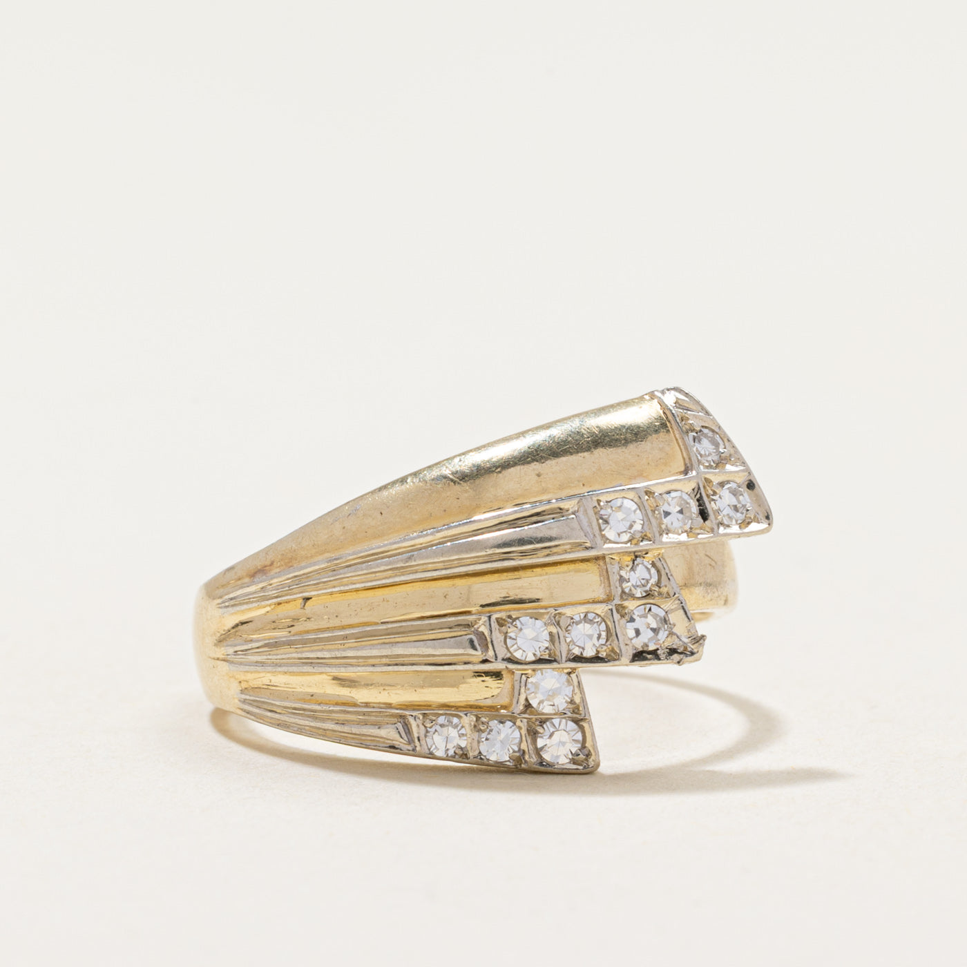 Diamond Zigzag Design Cocktail Ring | 0.19ctw | SZ 6.25