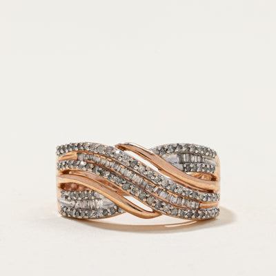 Rose Gold Diamond Cross Over Ring | 0.75ctw | SZ 7