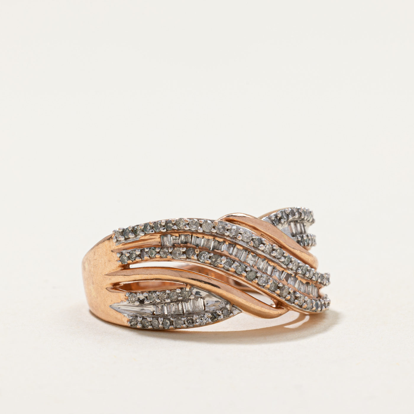 Rose Gold Diamond Cross Over Ring | 0.75ctw | SZ 7
