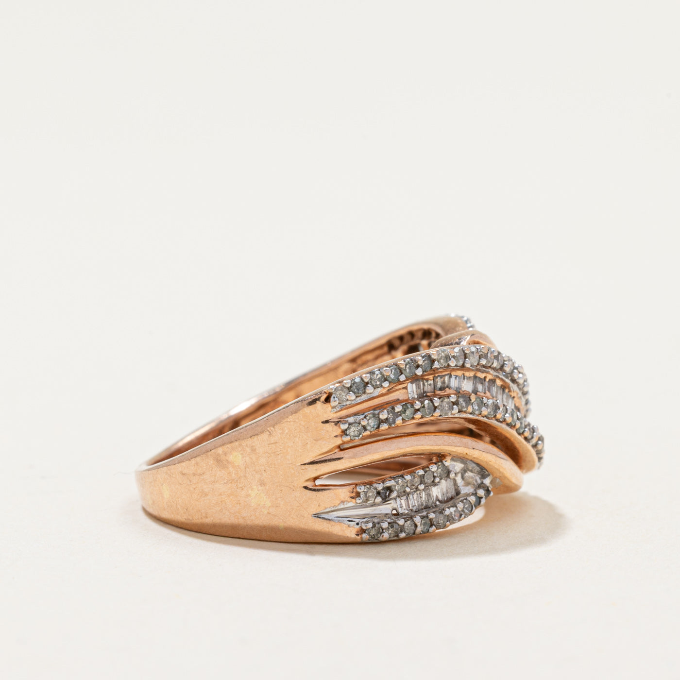 Rose Gold Diamond Cross Over Ring | 0.75ctw | SZ 7