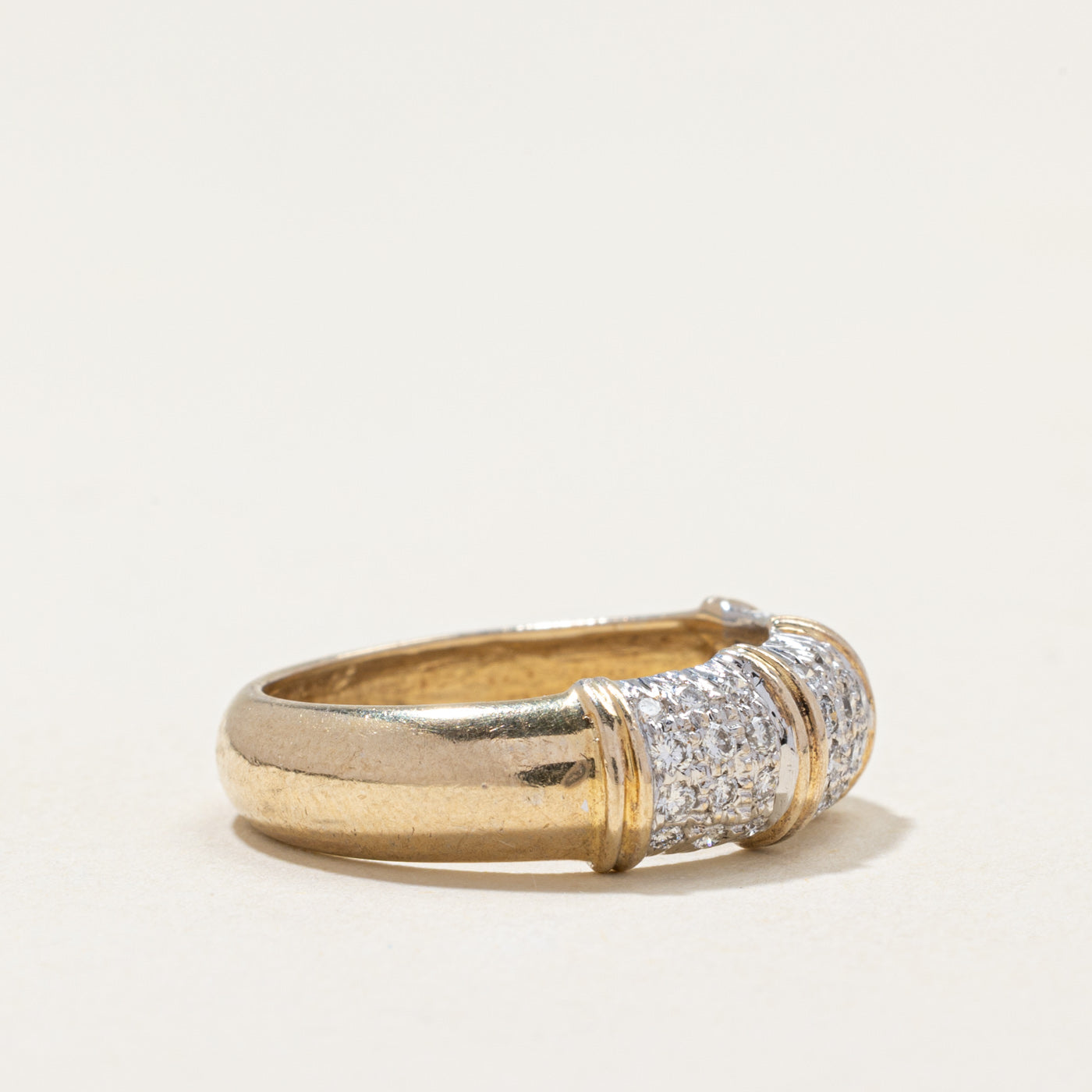 18k Pavé Set Diamond Dome Band | 0.36ctw | SZ 6
