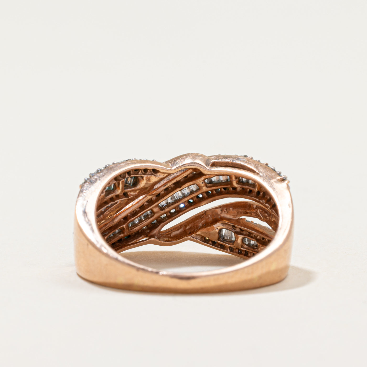 Rose Gold Diamond Cross Over Ring | 0.75ctw | SZ 7