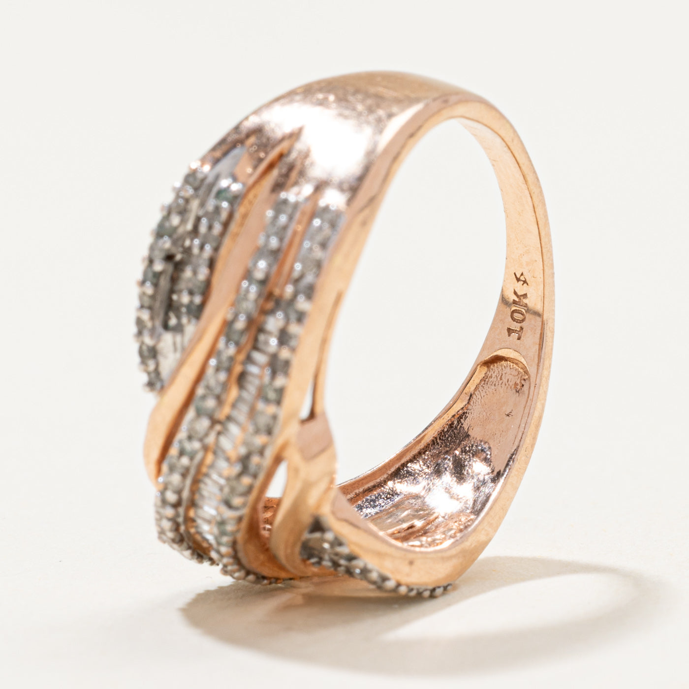 Rose Gold Diamond Cross Over Ring | 0.75ctw | SZ 7
