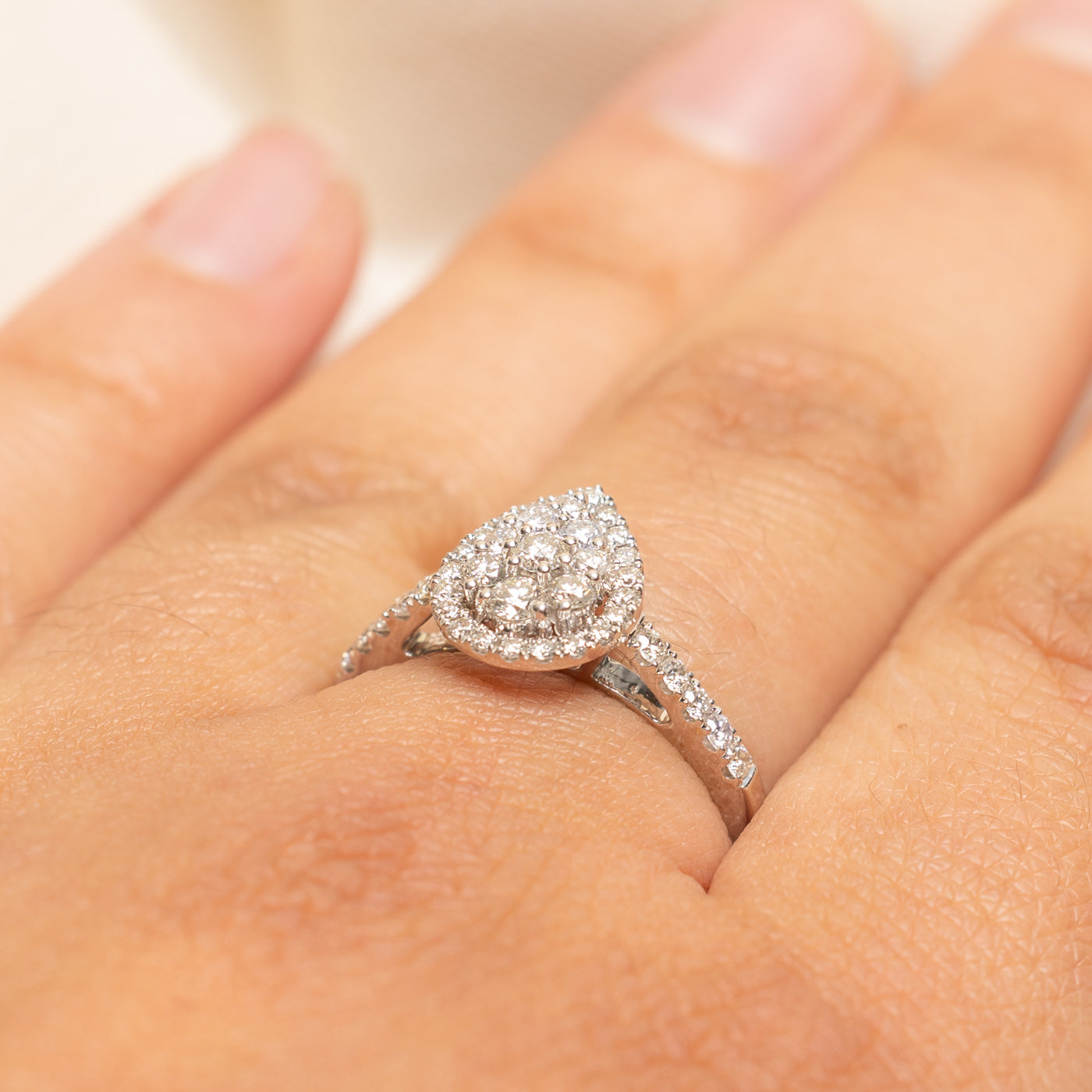 Bague en grappe de diamants taille poire | 0,75 ct | Taille 7,25