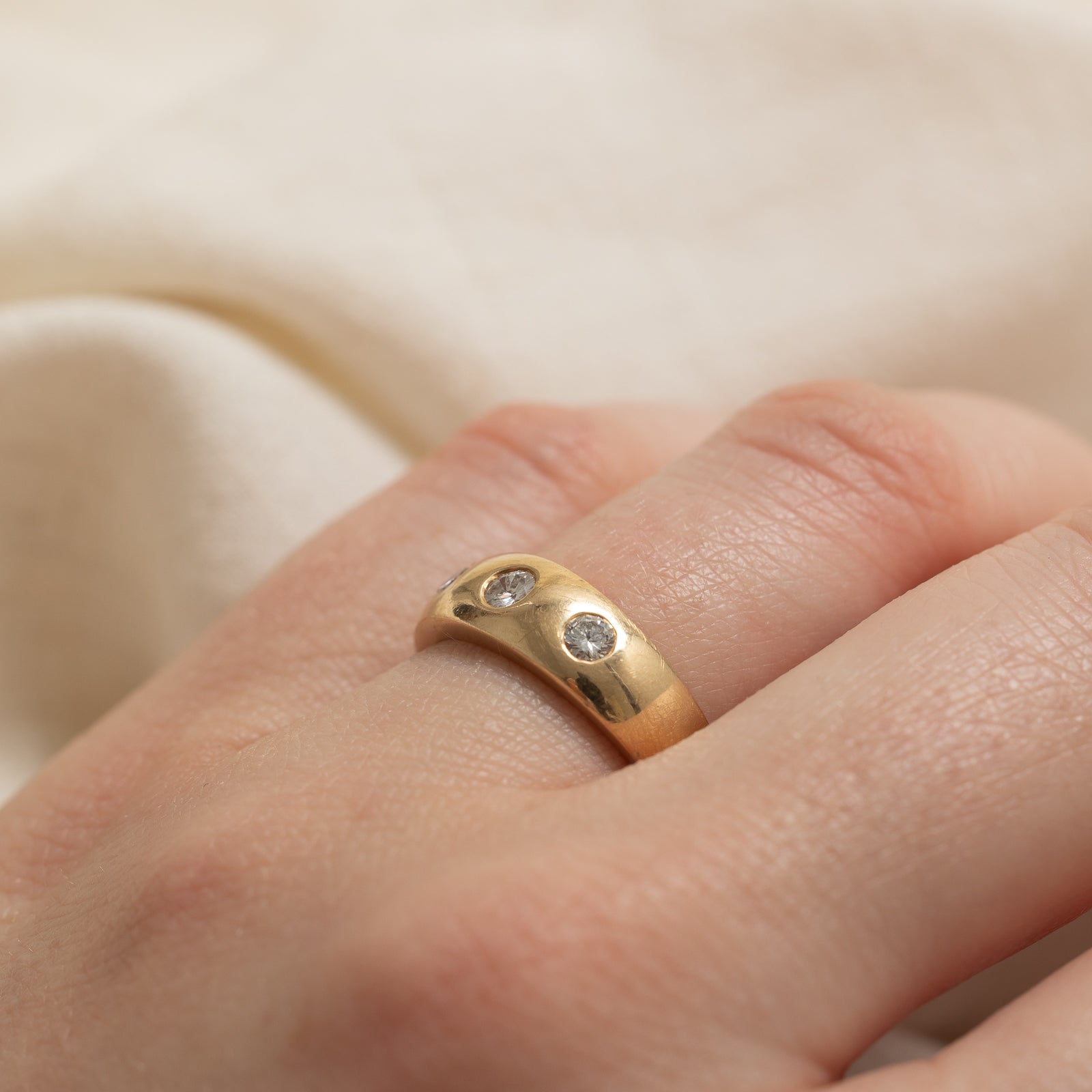 Three Stone Flush Set Diamond Band | 0.30ctw | SZ 6.25