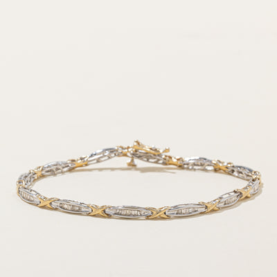 Two Tone Gold Channel Set Diamond Bracelet | 0.50ctw | 7