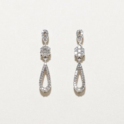 Diamond Pear Shaped Drop Earrings | 0.18ctw