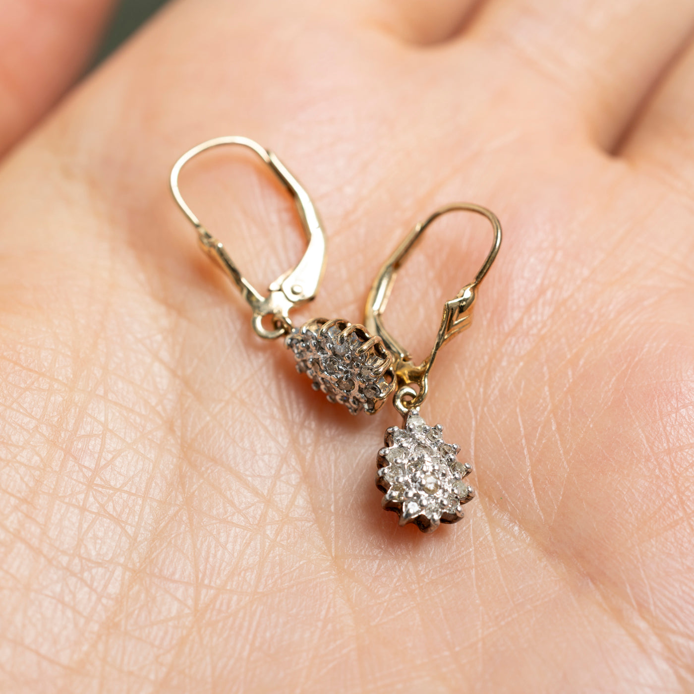 Diamond Cluster Petal Drop Earrings | 0.16ctw