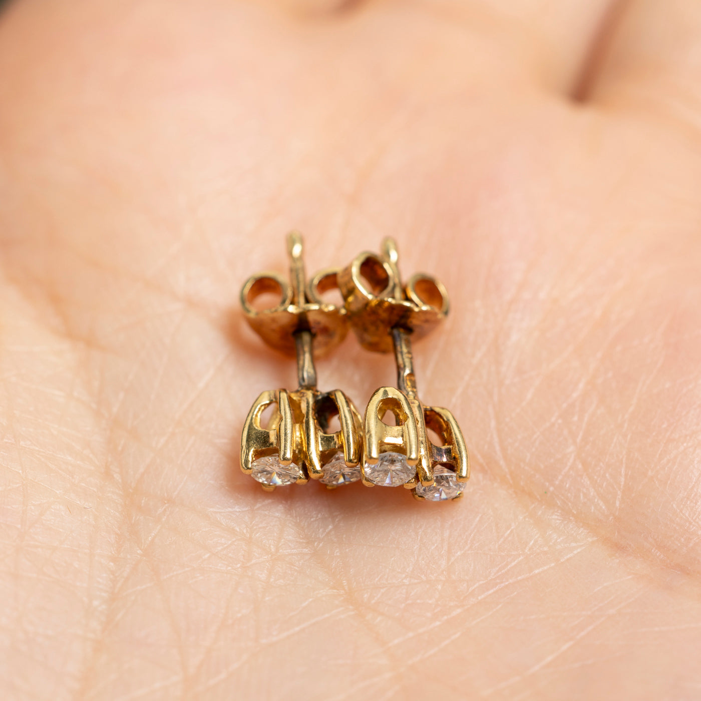 Vintage Portuguese Double Diamond Stud Earrings | 0.30ctw