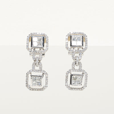 Illusion Set Diamond Drop Earrings | 1.00ctw