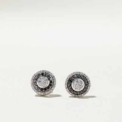 Black & White Diamond Cluster Halo Stud Earrings | 0.33ctw