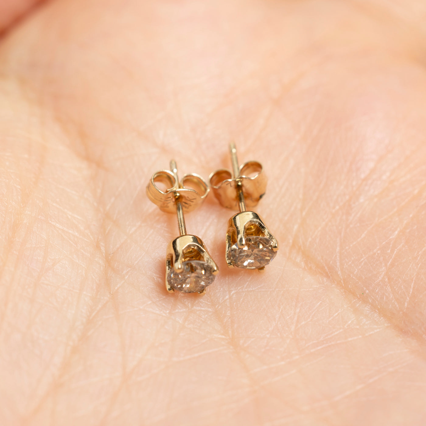 Solitaire Brown Diamond Stud Earrings | 0.58ctw