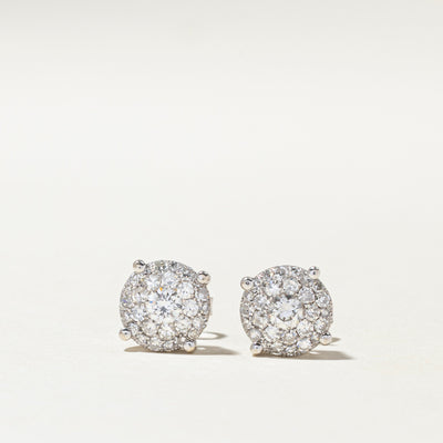 Diamond Cluster Stud Earrings | 0.94ctw