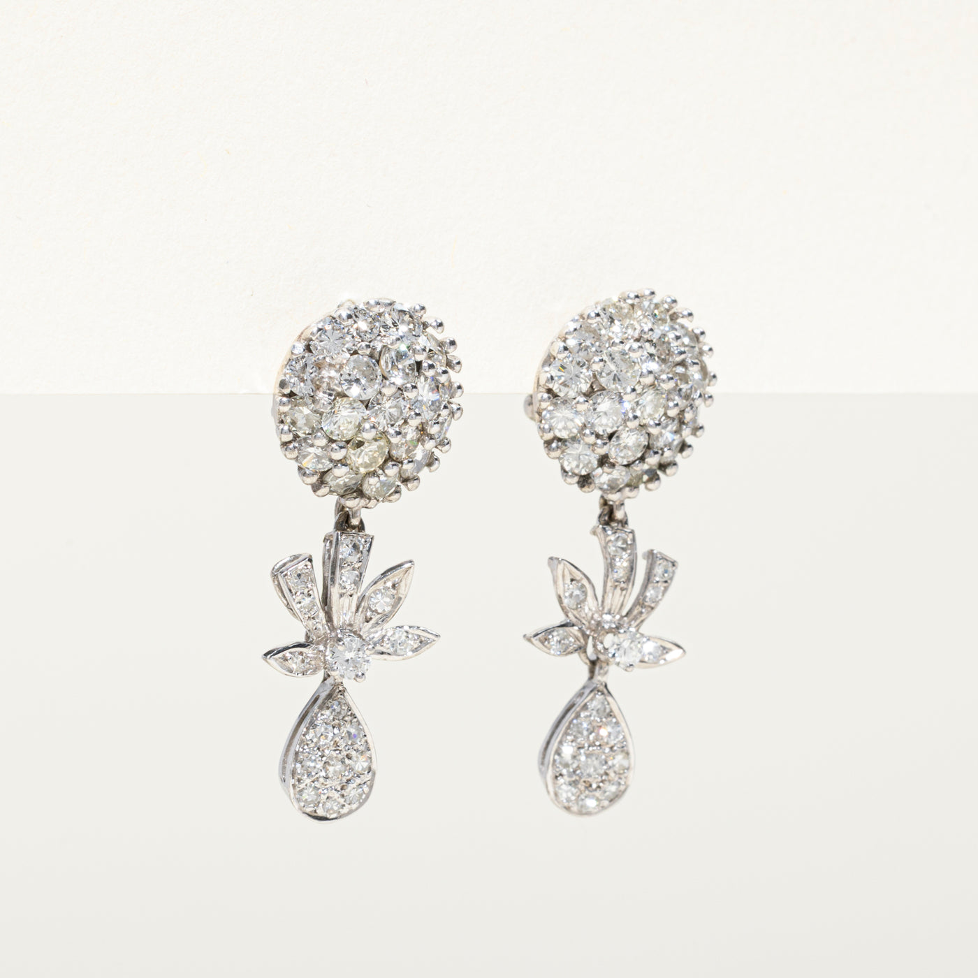 Diamond Mixed Cluster Drop Earrings | 2.50ctw