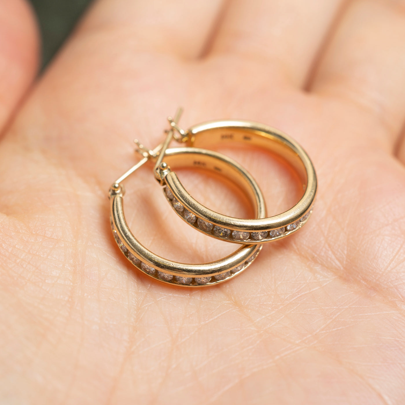 Channel Set Diamond Hoop Earrings | 0.72ctw