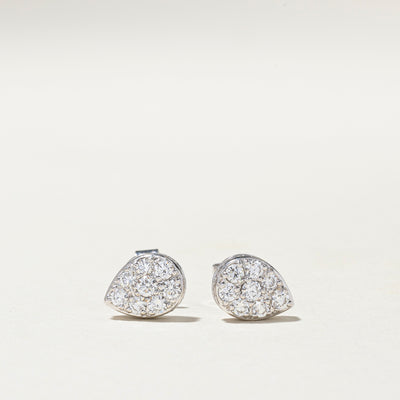 Diamond Cluster Pear Shaped Stud Earrings | 0.70ctw