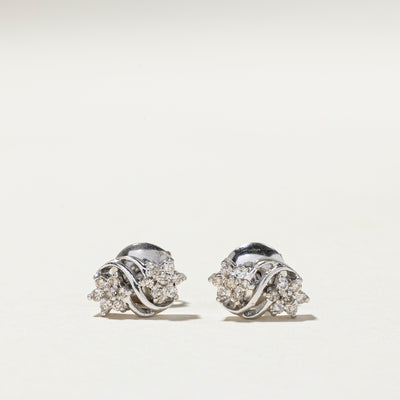 Diamond Cluster Wavy Stud Earrings | 0.28ctw