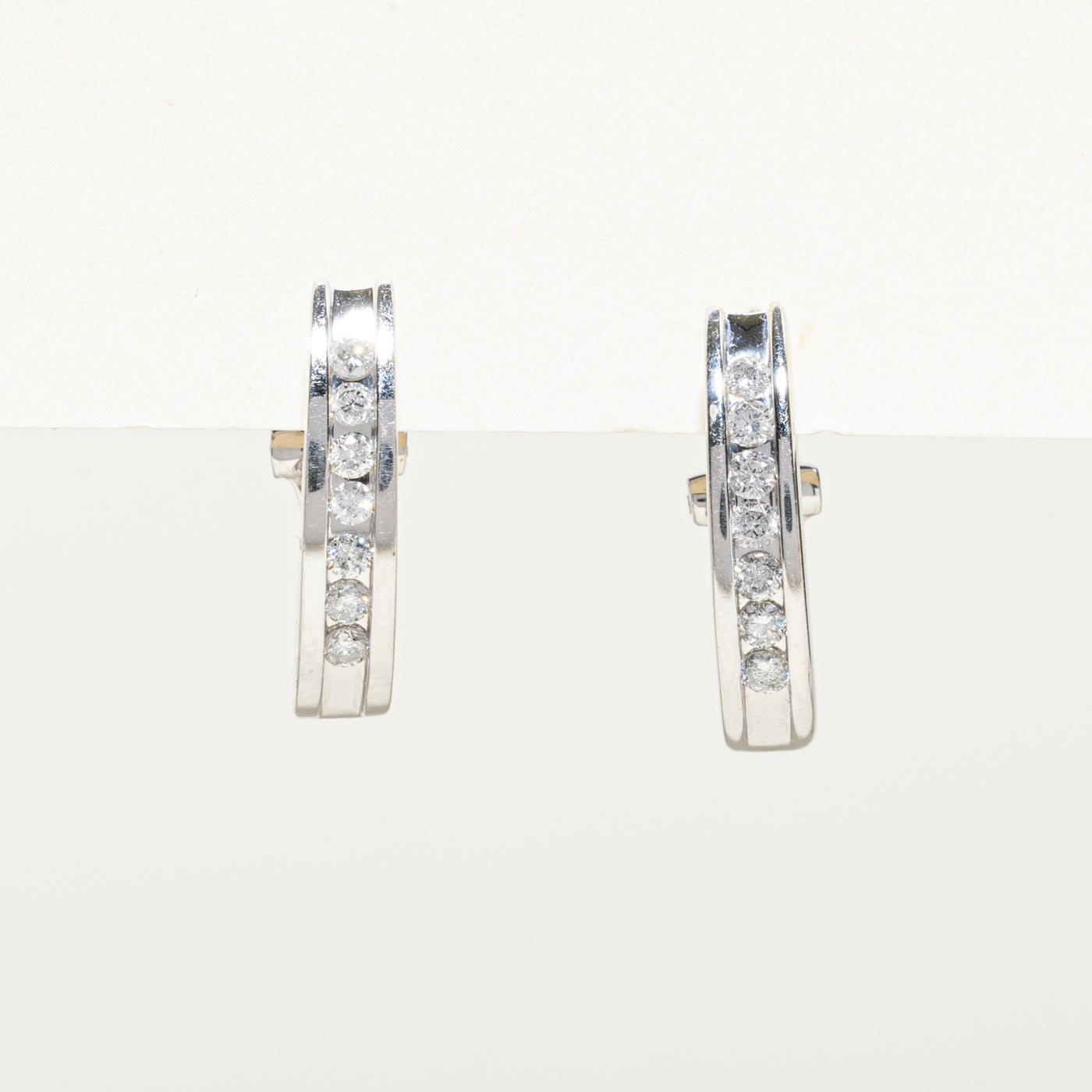 Channel Set Diamond Huggie Earrings | 0.45ctw