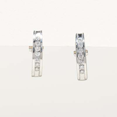 Channel Set Diamond Huggie Earrings | 0.45ctw