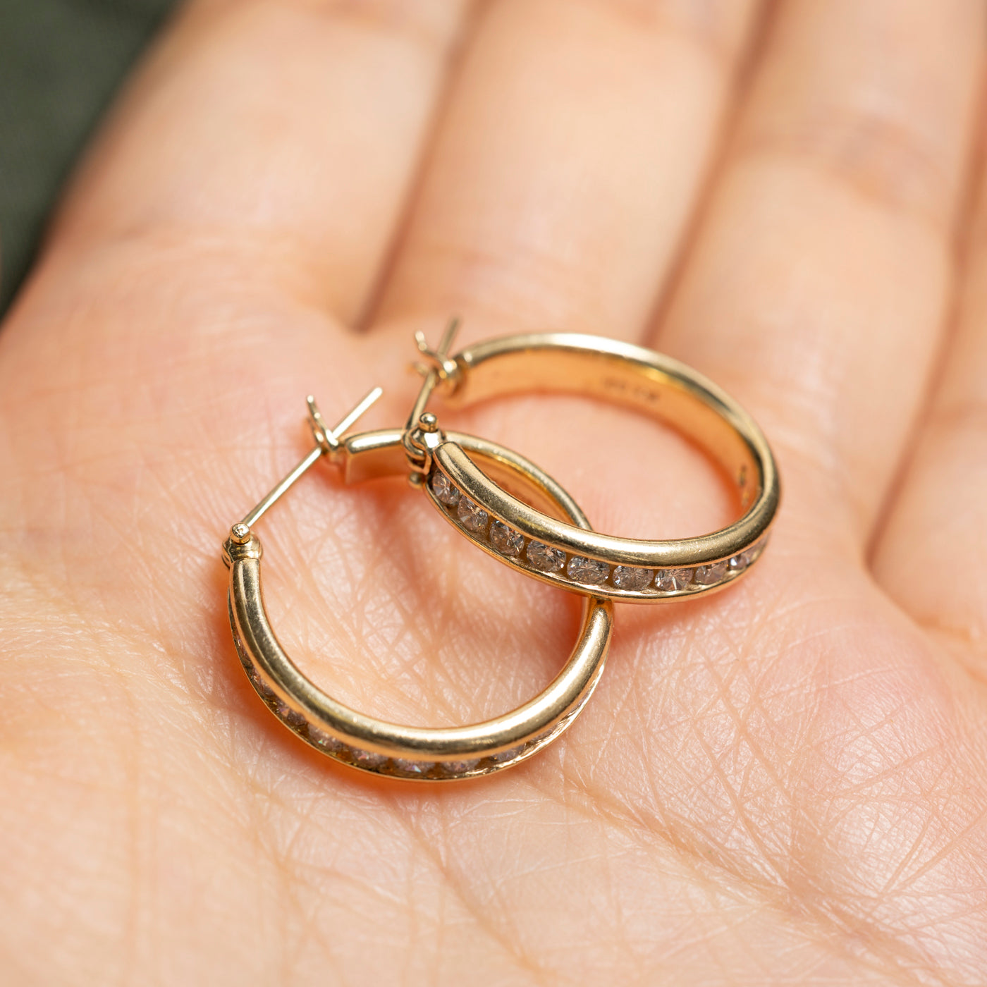 Channel Set Diamond Hoop Earrings | 0.96ctw