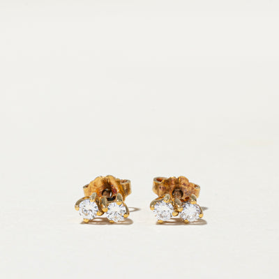 Vintage Portuguese Double Diamond Stud Earrings | 0.30ctw