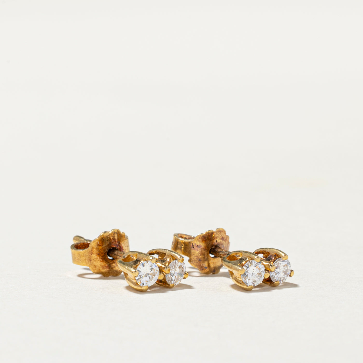 Vintage Portuguese Double Diamond Stud Earrings | 0.30ctw