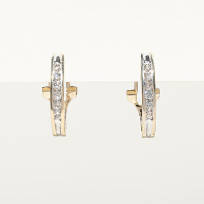 Channel Set Diamond Huggie Earrings | 0.48ctw