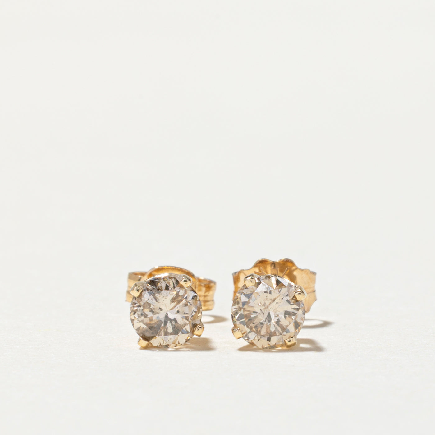 Solitaire Brown Diamond Stud Earrings | 0.58ctw