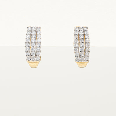 Multi Column Diamond Huggie Earrings | 0.96ctw