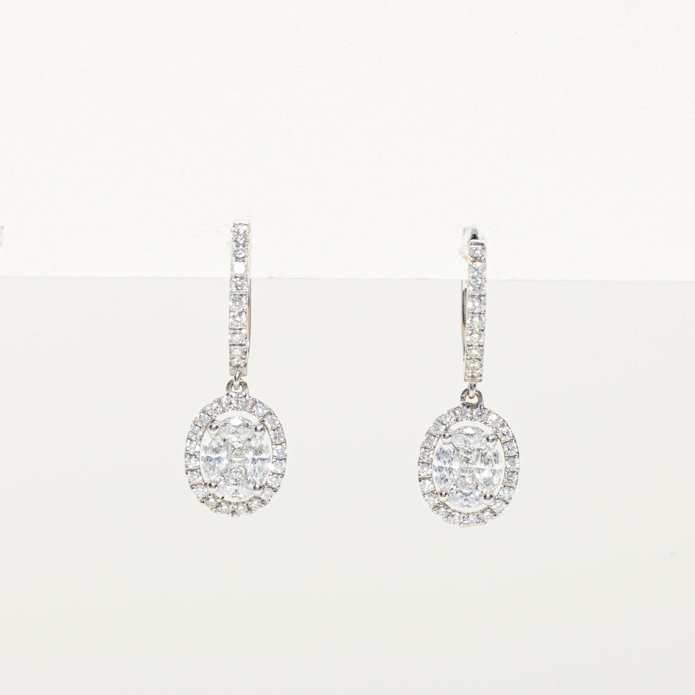 Illusion Set Diamond Halo Drop Earrings | 0.68ctw