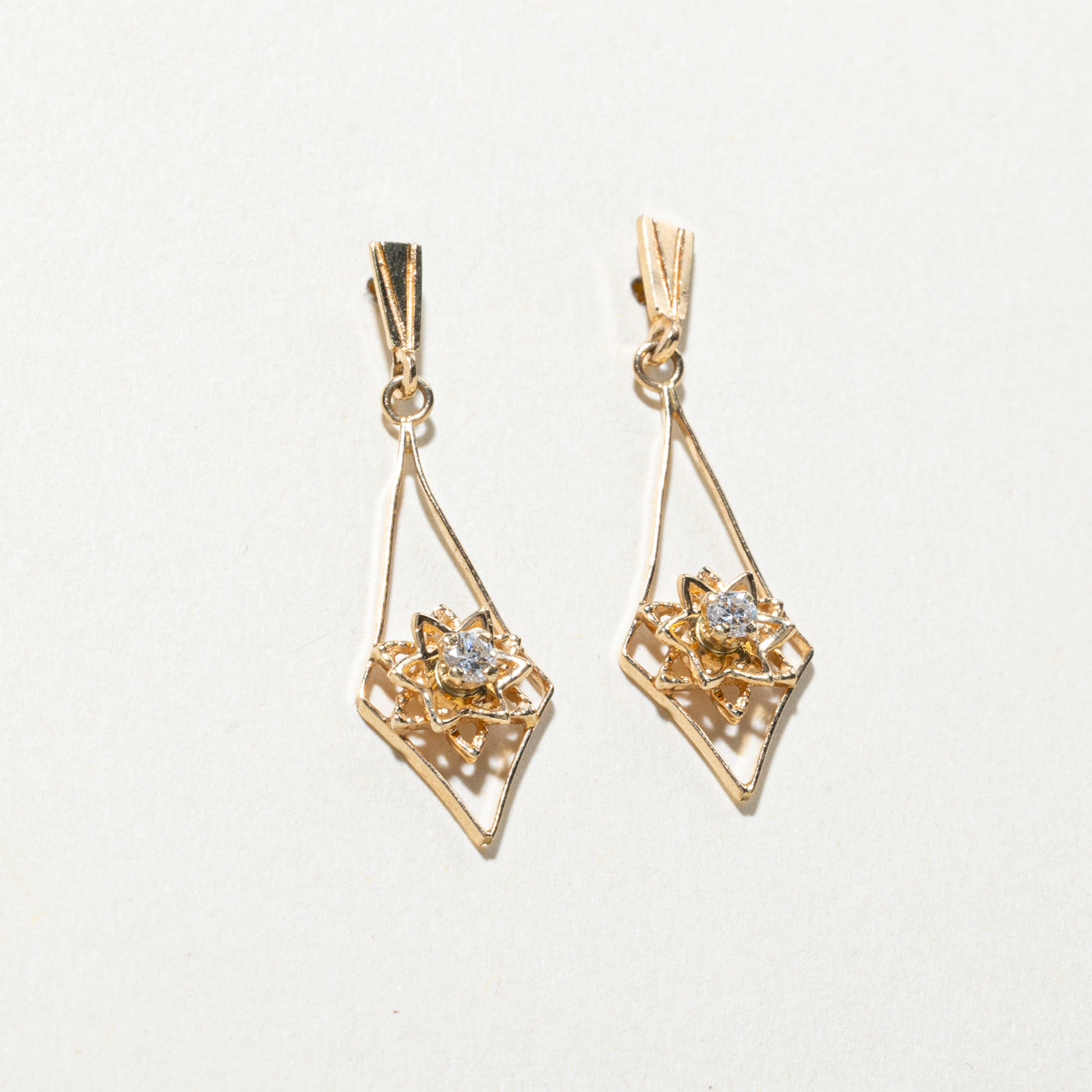 Diamond Flower Drop Earrings | 0.12ctw
