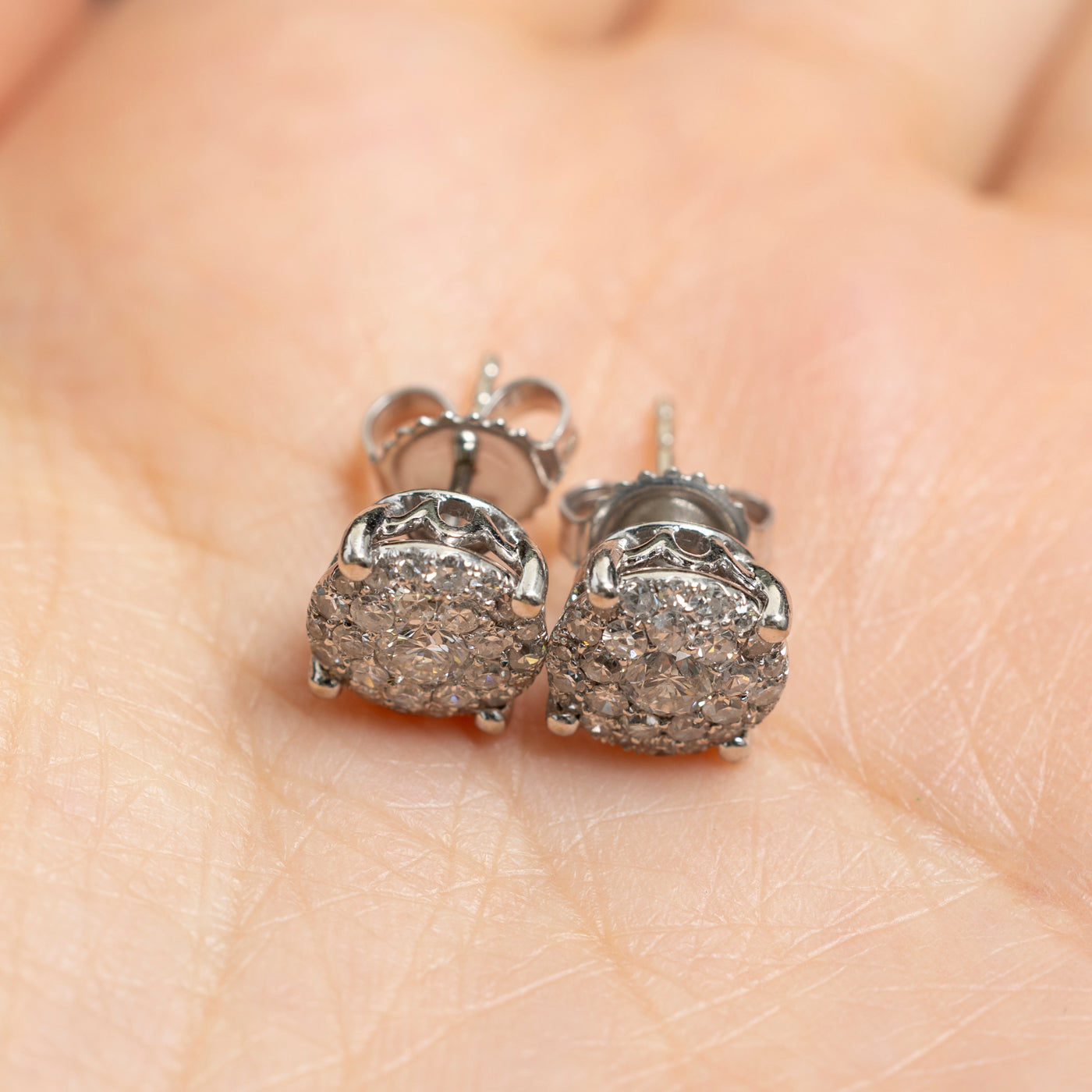 Diamond Cluster Stud Earrings | 0.94ctw