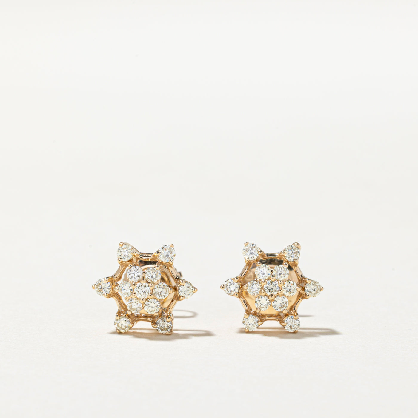 Diamond Cluster Petal Stud Earrings | 0.52ctw
